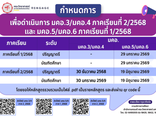 📣 ขอแจ้งกำหนดการเพื่อดำเนินการ มคอ.3/มคอ.4 ภาคเรียนที่ 2/2568 และ มคอ.5/มคอ.6 ภาคเรียนที่ 1/2568