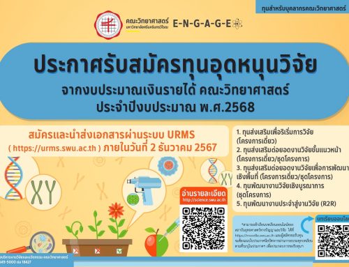 ประกาศรับสมัครทุนอุดหนุนวิจัยจากงบประมาณเงินรายได้ คณะวิทยาศาสตร์ ประจำปีงบประมาณ พ.ศ.2568