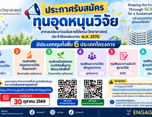 📣 ประกาศรับสมัครทุนอุดหนุนวิจัย จากงบประมาณเงินรายได้คณะวิทยาศาสตร์ ประจำปีงบประมาณ พ.ศ. 2570