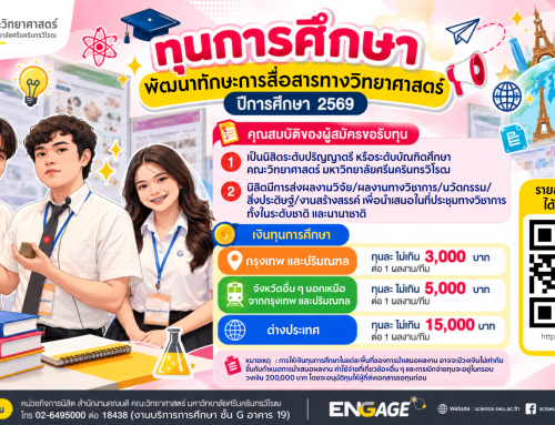 ประกาศคณะวิทยาศาสตร์ มหาวิทยาลัยศรีนครินทรวิโรฒ เรื่อง ทุนการศึกษานิสิตคณะวิทยาศาสตร์ (สำหรับพัฒนาทักษะการสื่อสารทางวิทยาศาสตร์)